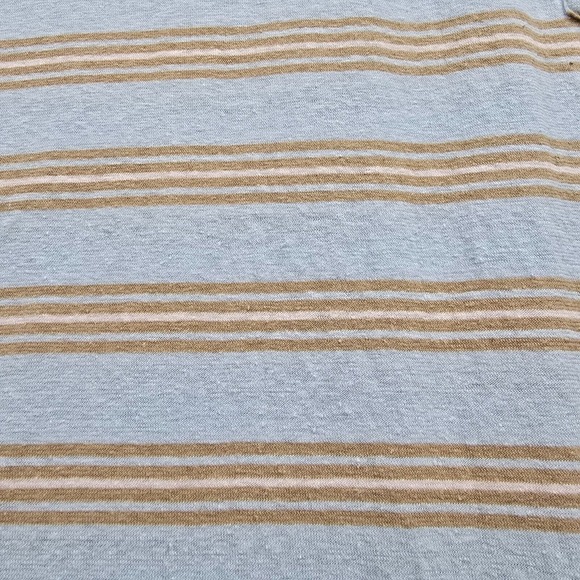 Roark Shirt Mens Large‎ Blue Brown Striped Short Sleeve Pullover Hemp Cotton - Picture 4 of 11